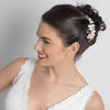 Gold Ivory Freshwater Pearl & Rhinestone Floral Bridal Wedding Hair Comb 120