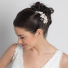 Gold Ivory Freshwater Pearl & Rhinestone Floral Bridal Wedding Hair Comb 120