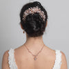 Rose Gold Clear Rhinestone Floral Vine Bridal Wedding Hair Bun Wrap Comb 5096