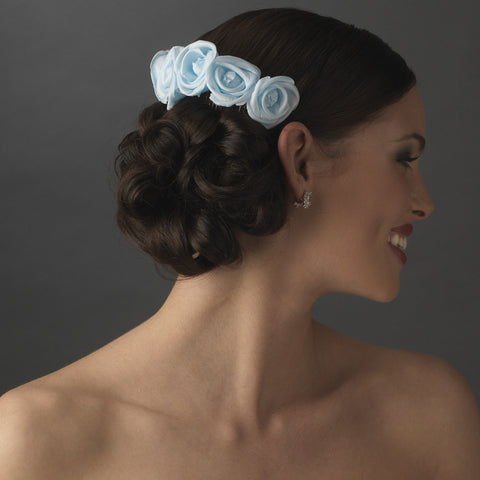 Charming Light Blue Flower Bridal Wedding Hair Comb 4647
