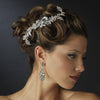 Silver Clear Rhinestone & Crystal Leaf Side Bridal Wedding Hair Comb 5672