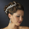 Silver Clear Rhinestone & Crystal Leaf Side Bridal Wedding Hair Comb 5672