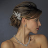 Antique Silver Clear Swarovski Crystal Bead & Rhinestone Bridal Wedding Hair Comb 756