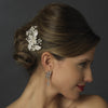 Antique Silver Freshwater Pearl, Swarovski Crystal & Rhinestone Flower and Leaf Bridal Wedding Hair Comb 761
