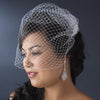 Flower Rhinestone & Pearl Bridal Wedding Hair Comb with Single Layer French Face Bridal Wedding Veil Blusher 8121