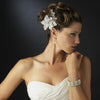 Antique Silver Ivory Pearl & Rhinestone Bridal Wedding Cuff Bridal Wedding Bracelet 721
