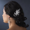 * Silver Diamond White Pearl Bridal Wedding Hair Comb 8259