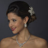 Crystal & Rhinestone Silver Flower Bridal Wedding Hair Clip 8355
