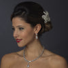Crystal & Rhinestone Silver Flower Bridal Wedding Hair Clip 8355