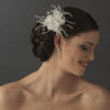 Delicate Feather Flower Bridal Wedding Hair Accessory Bridal Wedding Hair Comb 8391 Ivory or White