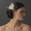 Delicate Feather Flower Bridal Wedding Hair Accessory Bridal Wedding Hair Comb 8391 Ivory or White