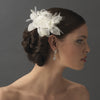 Feather Flower Bridal Wedding Hair Comb Adorn with Swarovski & Rhinestones Bridal Wedding Hair Comb 8397 Ivory or White