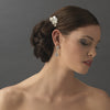 Couture Silver Clear Rhinestone & White Pearl Clustered Bridal Wedding Hair Comb 8398