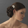 Couture Silver Clear Rhinestone & White Pearl Clustered Bridal Wedding Hair Comb 8398