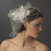 Feather Rhinestone Couture Fascinator & Birdcage Bridal Wedding Veil Bridal Wedding Hair Comb 8415