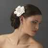 * Glamorous Bridal Wedding Flower White or Ivory Bridal Wedding Hair Comb w/ Clear Rhinestones 8416
