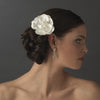 Matt Satin Flower Bridal Wedding Hair Clip w/ Rhinestones, Swarovski Crystals & Fresh Water Pearl accents 8429