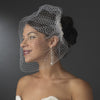 Ivory Pearl Covered Bridal Wedding Hair Comb with Attached Russian Tulle Blusher Bridal Wedding Veil in Gold 8933