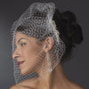 Ivory Pearl Covered Bridal Wedding Hair Comb with Attached Russian Tulle Blusher Bridal Wedding Veil in Gold 8933