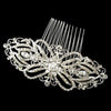 Silver Clear Rhinestone Floral Butterfly Bridal Wedding Hair Comb