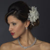Ivory Rhinestone Flower Bridal Wedding Hair Comb 943