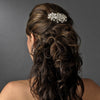Delightful Silver Floral Bridal Wedding Hair Comb w/ Clear Rhinestones & Ivory Freshwater Pearls 9814
