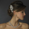 Silver Clear Flower Rhinestone Bridal Wedding Hair Comb