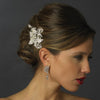 Antique Silver Freshwater Pearl, Swarovski Crystal & Rhinestone Flower and Leaf Bridal Wedding Hair Comb 758