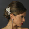 Antique Silver Clear Crystal & Rhinestone Flower Bridal Wedding Hair Comb 763