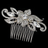 Rhodium Clear Rhinestone Flower Bridal Wedding Hair Comb