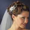 Silver Ivory Flower Vine Bridal Wedding Hair Comb with Rhinestones & Freshwater Pearls