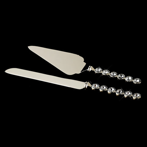 Silver Crystal Bridal Weddng Cake Server Set 25586