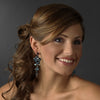 Antique Silver Dark & Teal Blue Chandelier Crystal Bridal Wedding Earrings 1031