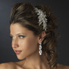 Antique Silver Clear Multi Cut Rhinestone Spiral Side Accented Bridal Wedding Headpiece 1782