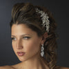 Antique Silver Clear Multi Cut Rhinestone Spiral Side Accented Bridal Wedding Headpiece 1782