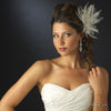 Ivory Mesh Feather Fascinator Bridal Wedding Hair Clip with Clear Rhinestones & Swarovski Crystal Beads