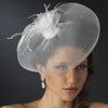 * Fine Tulle Visor Bridal Wedding Hat with Feather Flower Accent Attached to Bridal Wedding Hair Comb 2174