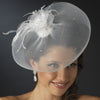 * Fine Tulle Visor Bridal Wedding Hat with Feather Flower Accent Attached to Bridal Wedding Hair Comb 2174