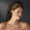 Glamorous Silver Clear Cubic Zirconia Crystal Bridal Wedding Necklace 9834