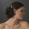 Lovely Silver Floral Bridal Wedding Hair Comb w/ Clear Rhinestones & White Pearls 8281