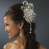 * Vintage Bridal Wedding Feather Bridal Wedding Hair Fascinator with Dangling Crystals Bridal Wedding Hair Clip 8105 with Bridal Wedding Brooch Pin