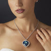 Silver Red Crystal Heart Bridal Wedding Necklace 71245