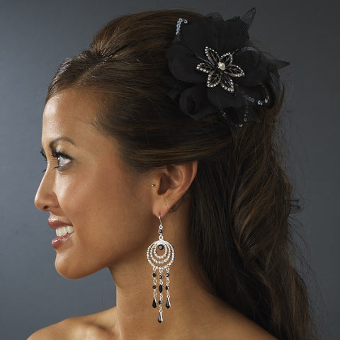 * Black Feather Fascinator Bridal Wedding Hair Clip with Bridal Wedding Brooch Pin 8106