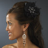 * Black Feather Fascinator Bridal Wedding Hair Clip with Bridal Wedding Brooch Pin 8106
