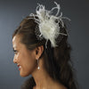Feather Fascinator with Russian Bridal Wedding Veiling Accent Bridal Wedding Hair Comb 8211