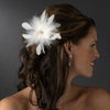 Bridal Wedding Crystal Feather Fascinator Bridal Wedding Hair Clip 442 with Bridal Wedding Brooch Pin ( Ivory White Red Black or Cafe )