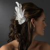 Charming Silver Clear Rhinestone Feather Bridal Wedding Hair Clip 462 or Bridal Wedding Hair Clip Bridal Wedding Brooch Ivory or White