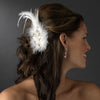 * Extraordinary White or Ivory Feather & Clear Rhinestone Bridal Wedding Hair Clip 5282