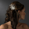 Lovely Silver Floral Bridal Wedding Hair Comb w/ Freshwater Pearls & Clear Rhinestones 9807