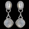Silver CZ Opal Pearl Dangle Bridal Wedding Earrings